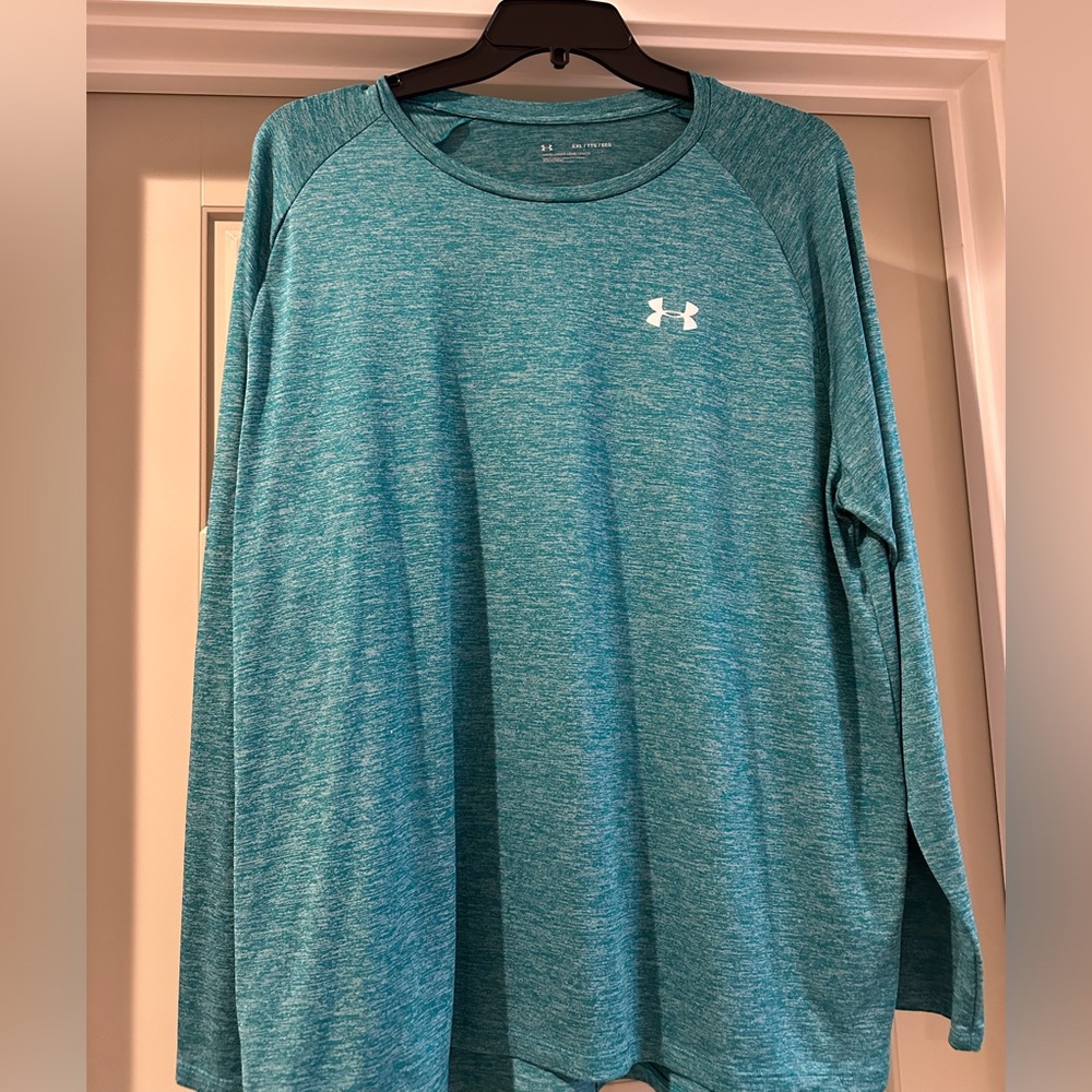 Teal blueish green men’s long sleeve tshirt - Picture 1 of 2